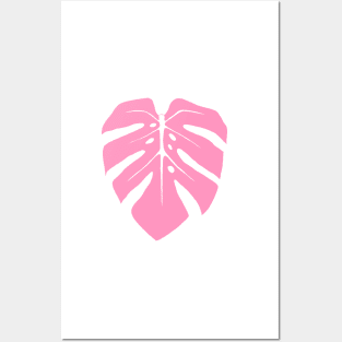 Baby Pink Monstera Leaf Posters and Art